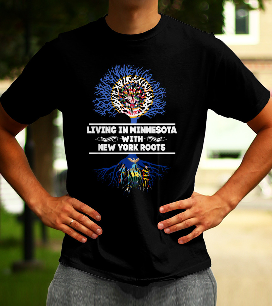 Minnesota Life With New York Heritage Tree Design Featuring State Colors And Symbolism T-Shirt
