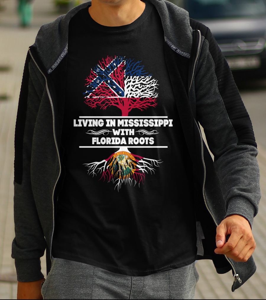 Mississippi Living With Florida Roots Embracing Heritage Through State Symbols And Flags T-Shirt