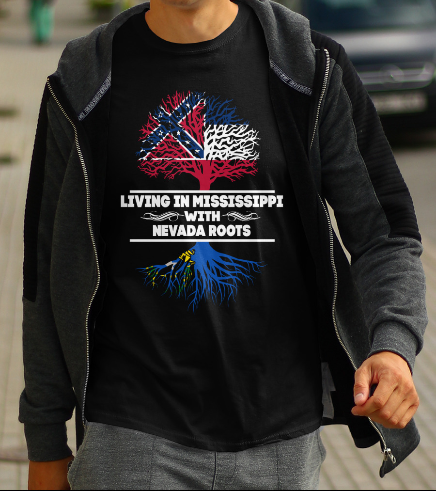 Mississippi State Flag Tree Graphic With Nevada Roots Symbolism T-Shirt