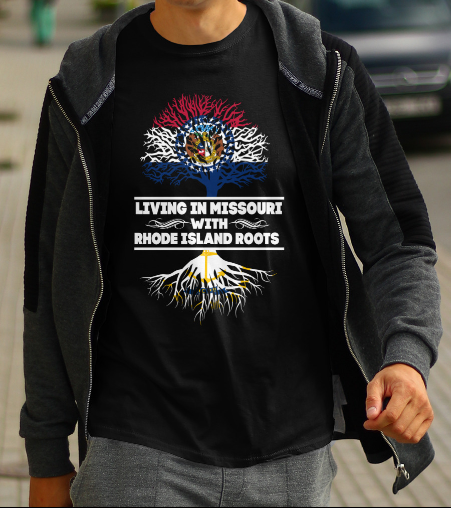 Missouri Pride Blending With Rhode Island Heritage Featuring State Colors And Symbols T-Shirt