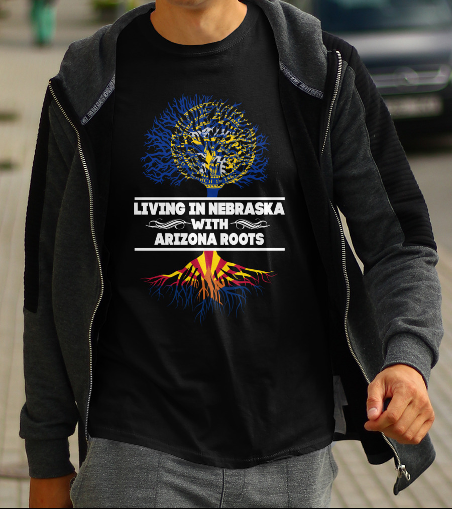 Nebraska Life Embracing Heritage Of Arizona With State Seal And Flag Roots T-Shirt