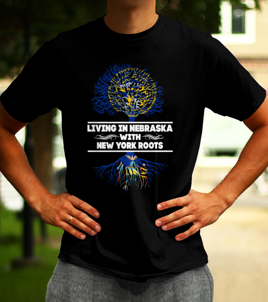 Nebraska Living With New York Roots State Pride Tree T-Shirt