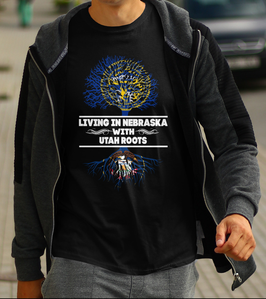 Living In Nebraska With Strong Utah Roots State Seals Fusion T-Shirt