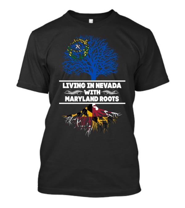 Nevada Pride Maryland Heritage State Flag Tree Roots T-Shirt