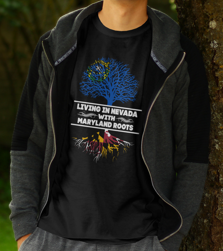 Nevada Pride Maryland Heritage State Flag Tree Roots T-Shirt