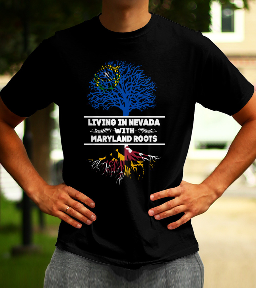 Nevada Pride Maryland Heritage State Flag Tree Roots T-Shirt