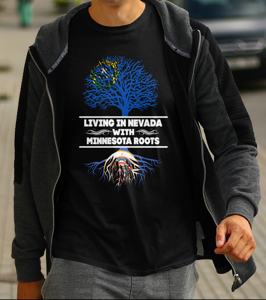 Nevada Residency With Deep Minnesota Heritage Showcased In Tree And Roots T-Shirt