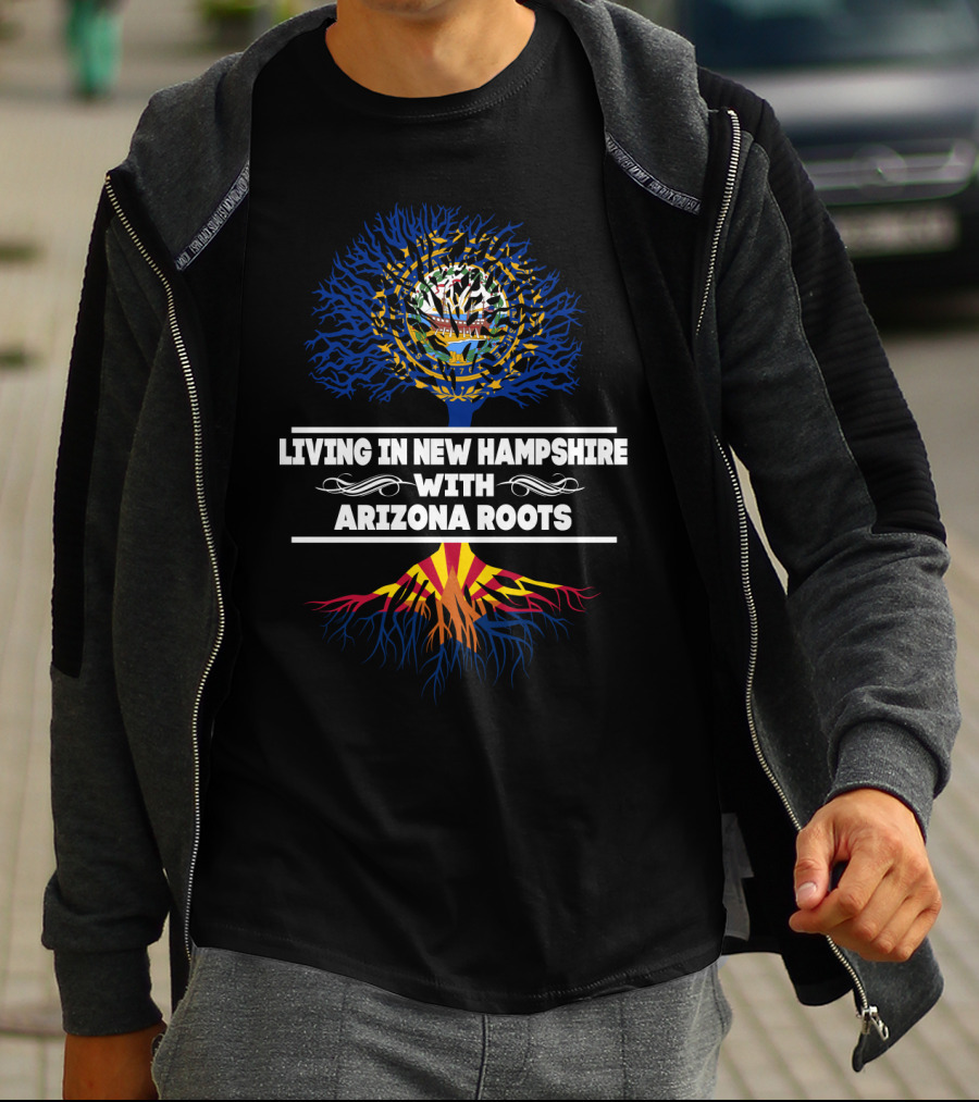 New Hampshire Living Arizona Roots Tree Design With State Colors And Emblems T-Shirt