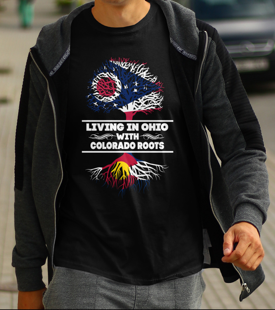 Living In Ohio With Colorado Roots Flag Tree T-Shirt