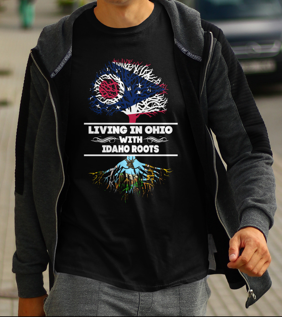 Ohio Pride With Idaho Heritage Tree Graphic Featuring State Flags And Scenic Roots T-Shirt