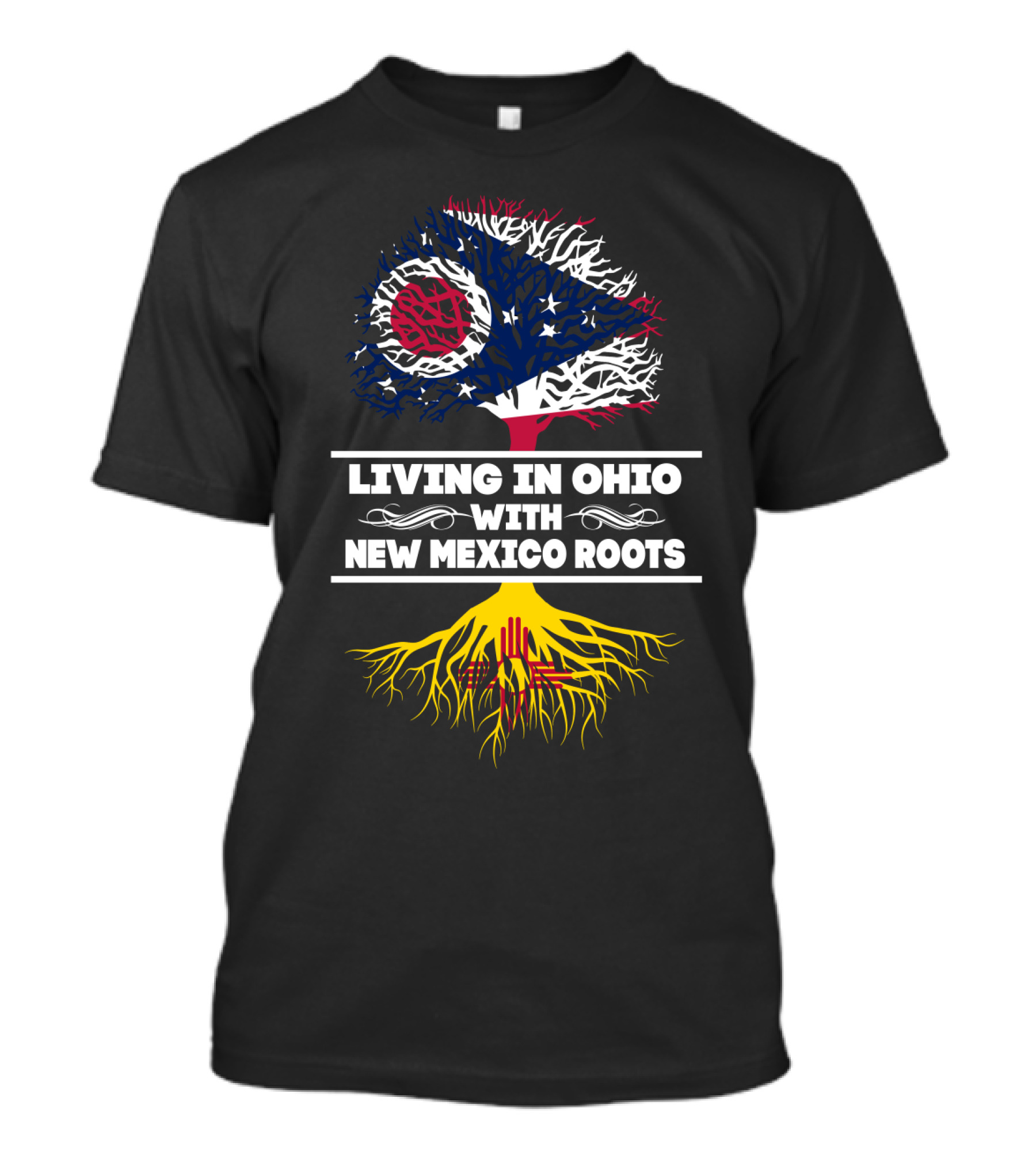 Living In Ohio With New Mexico Roots Flag-Inspired Tree T-Shirt