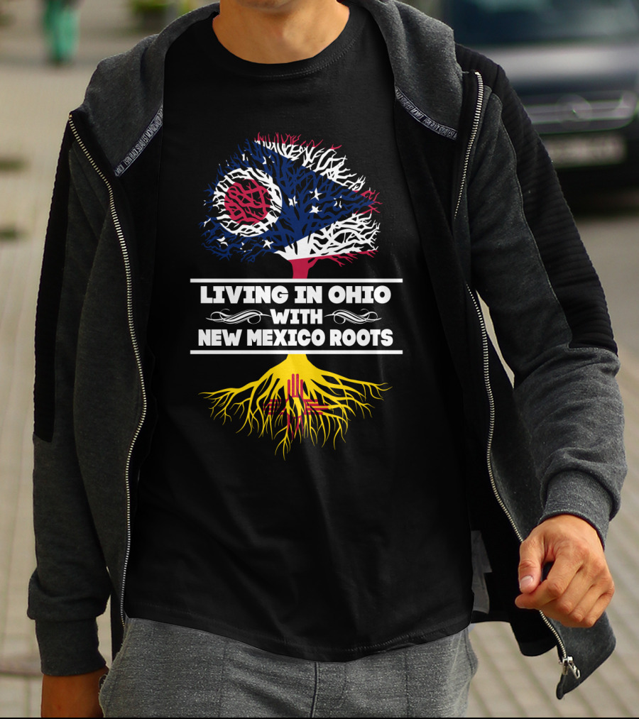 Living In Ohio With New Mexico Roots Flag-Inspired Tree T-Shirt