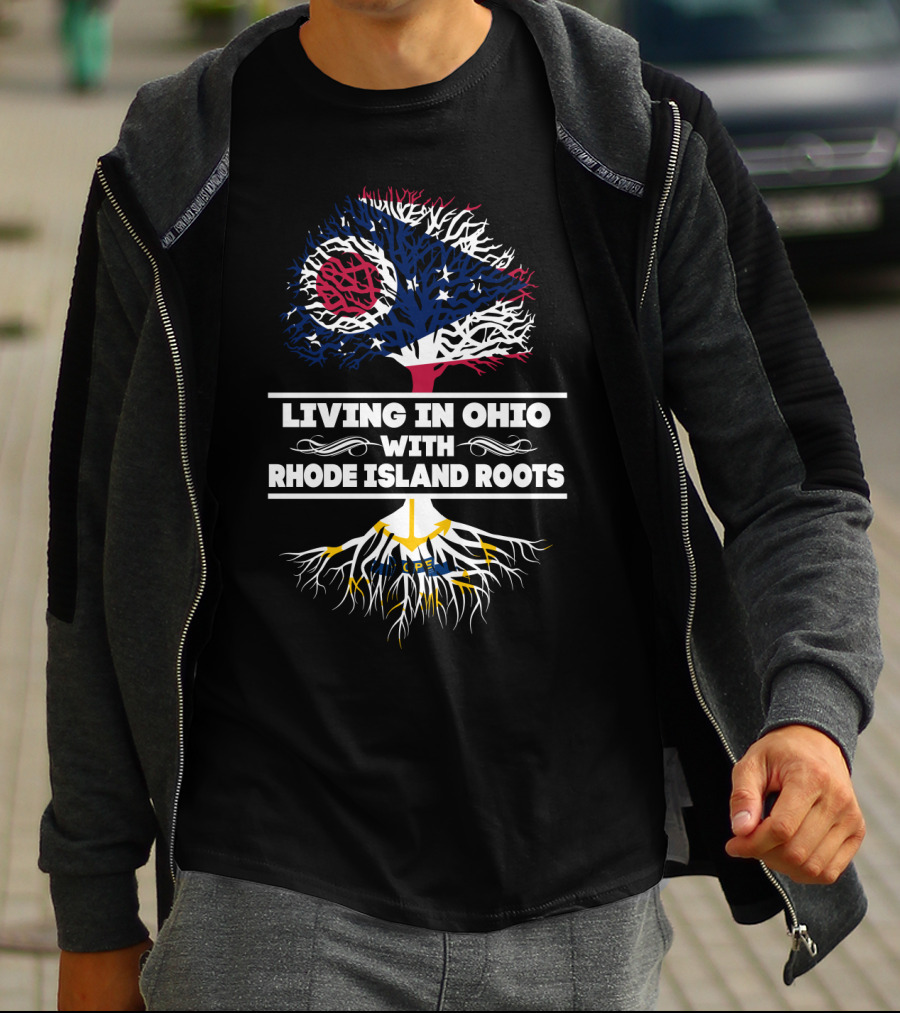 Ohio Heritage And Rhode Island Ancestry Connection With State Flag T-Shirt