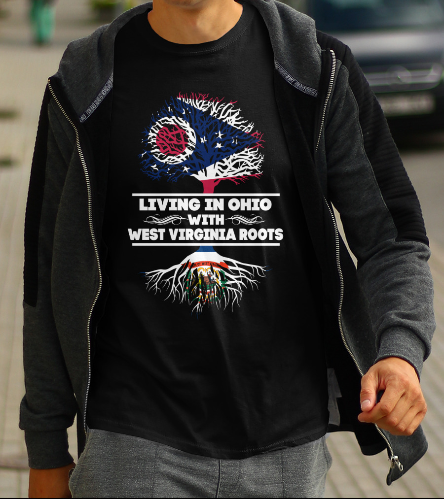 Ohio Flag Tree With West Virginia Roots Flag T-Shirt