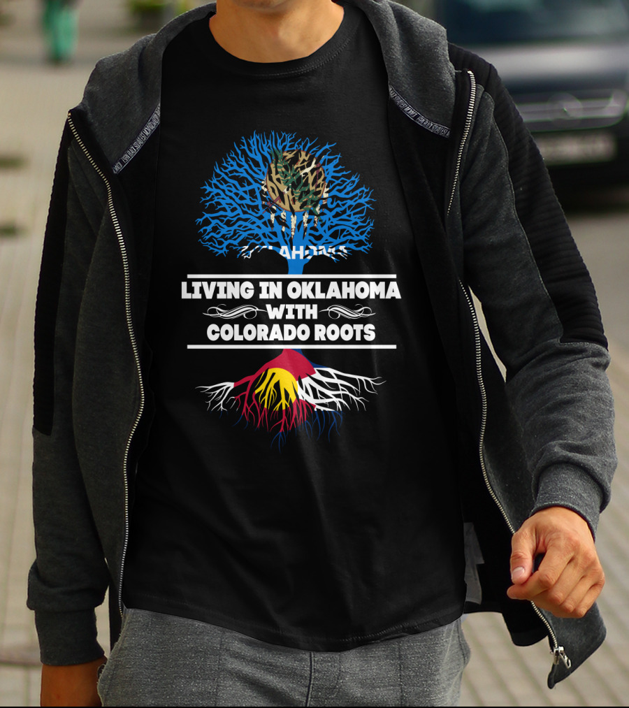 Oklahoma Life With Colorado Heritage Tree And State Colors T-Shirt
