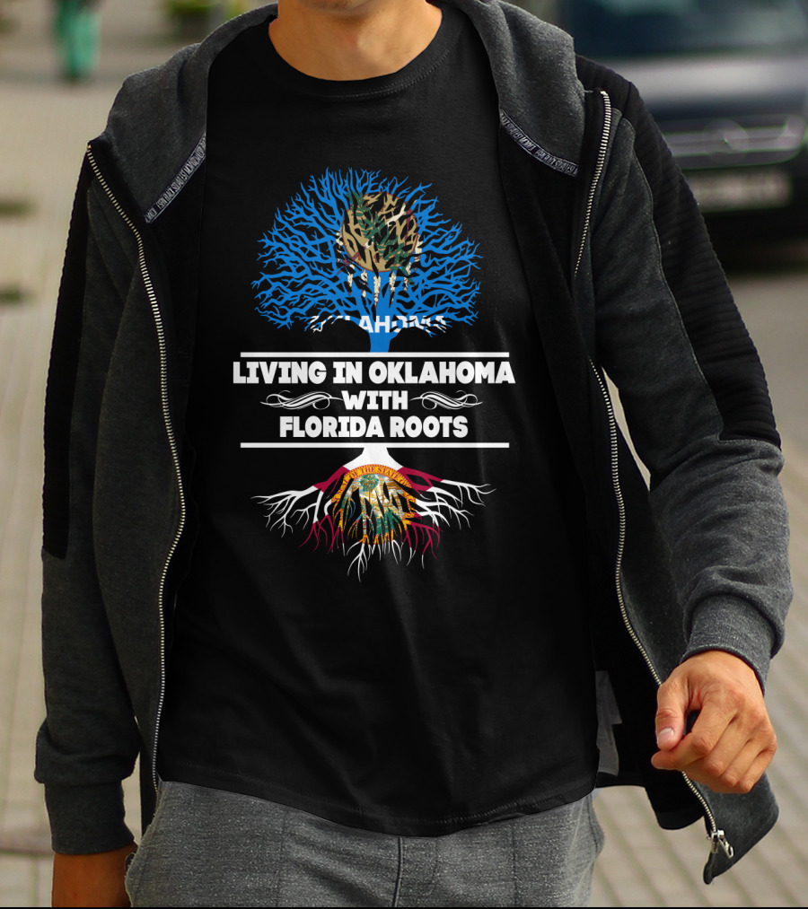 Living In Oklahoma With Florida Roots Camouflage And Flag-Inspired Tree T-Shirt