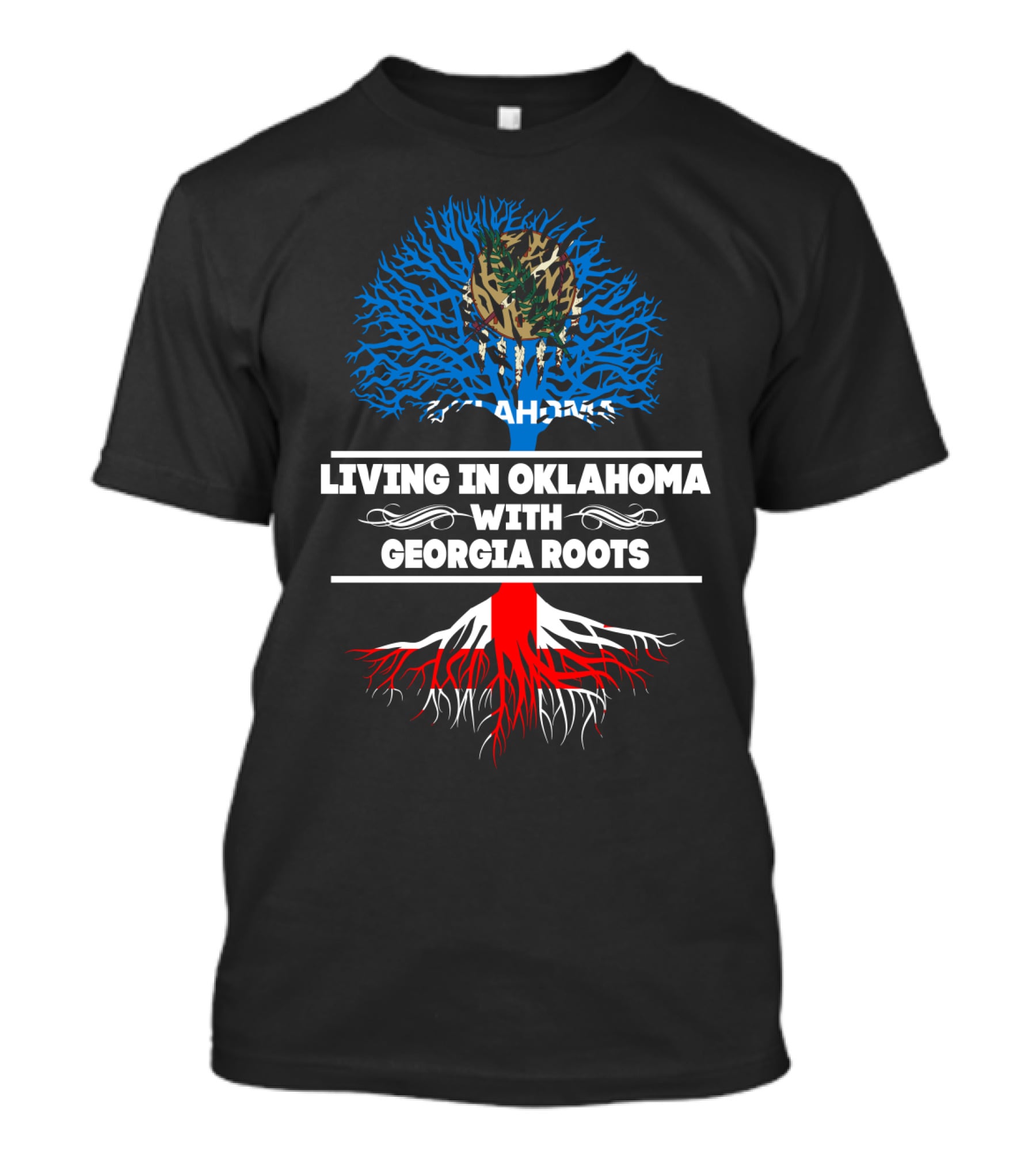Oklahoma Flag Tree Symbolizing Georgia Roots Heritage And Connection T-Shirt