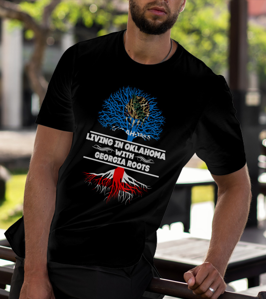 Oklahoma Flag Tree Symbolizing Georgia Roots Heritage And Connection T-Shirt