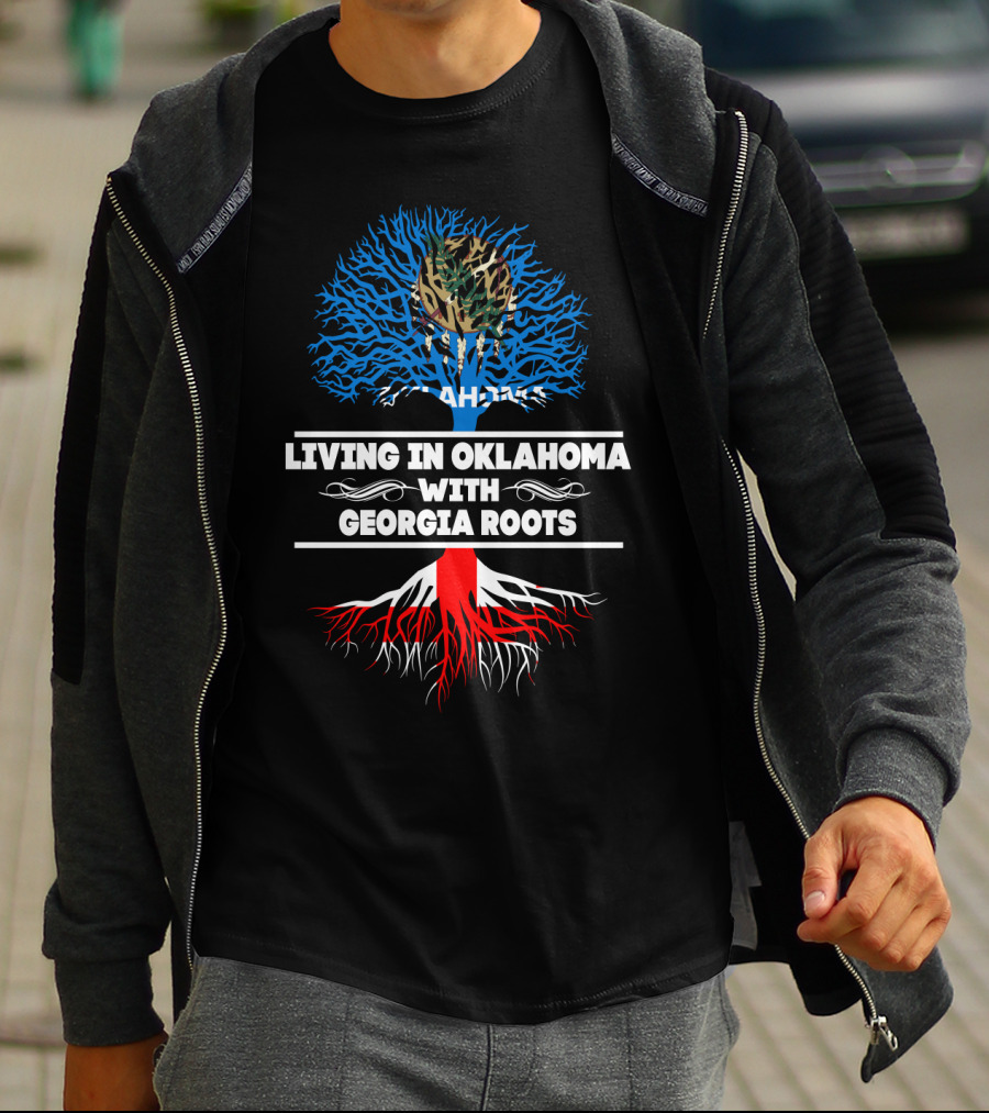 Oklahoma Flag Tree Symbolizing Georgia Roots Heritage And Connection T-Shirt