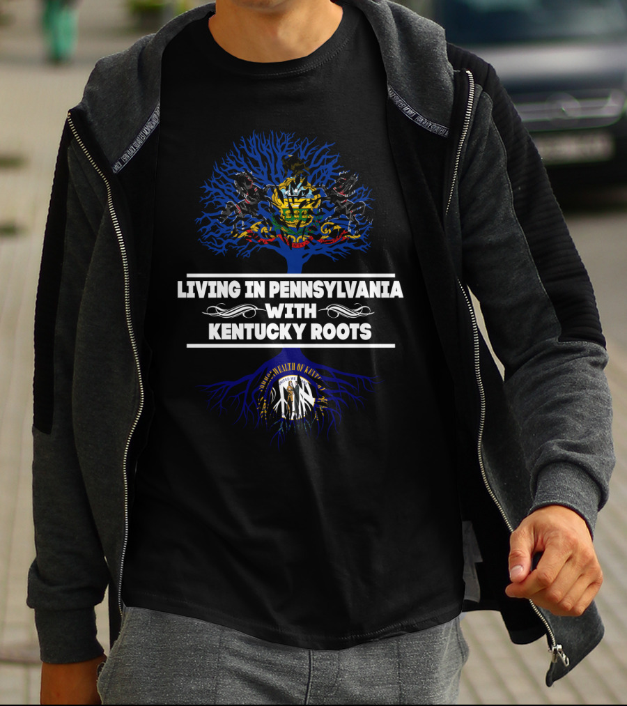 Pennsylvania Living With Kentucky Roots Family Heritage Design With State Symbols T-Shirt