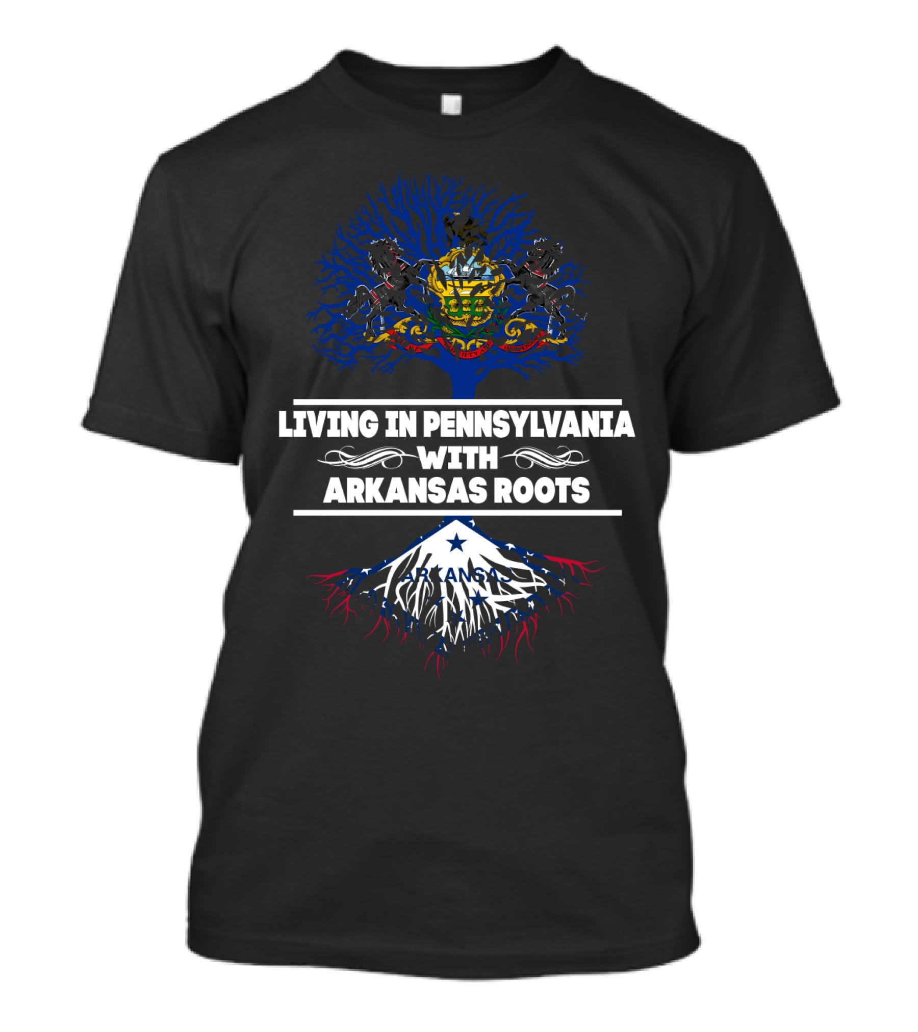 Pennsylvania Life Embracing Arkansas Heritage With State Symbols And Roots Motif T-Shirt
