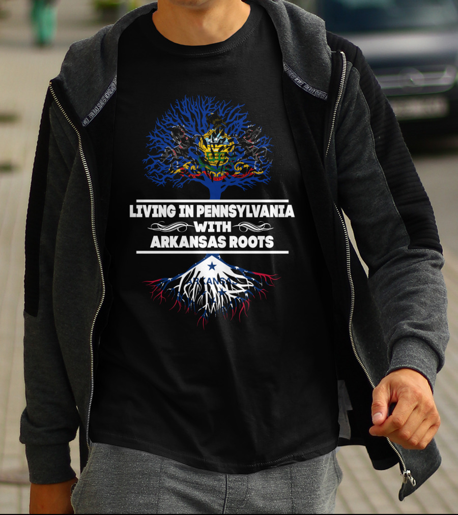 Pennsylvania Life Embracing Arkansas Heritage With State Symbols And Roots Motif T-Shirt
