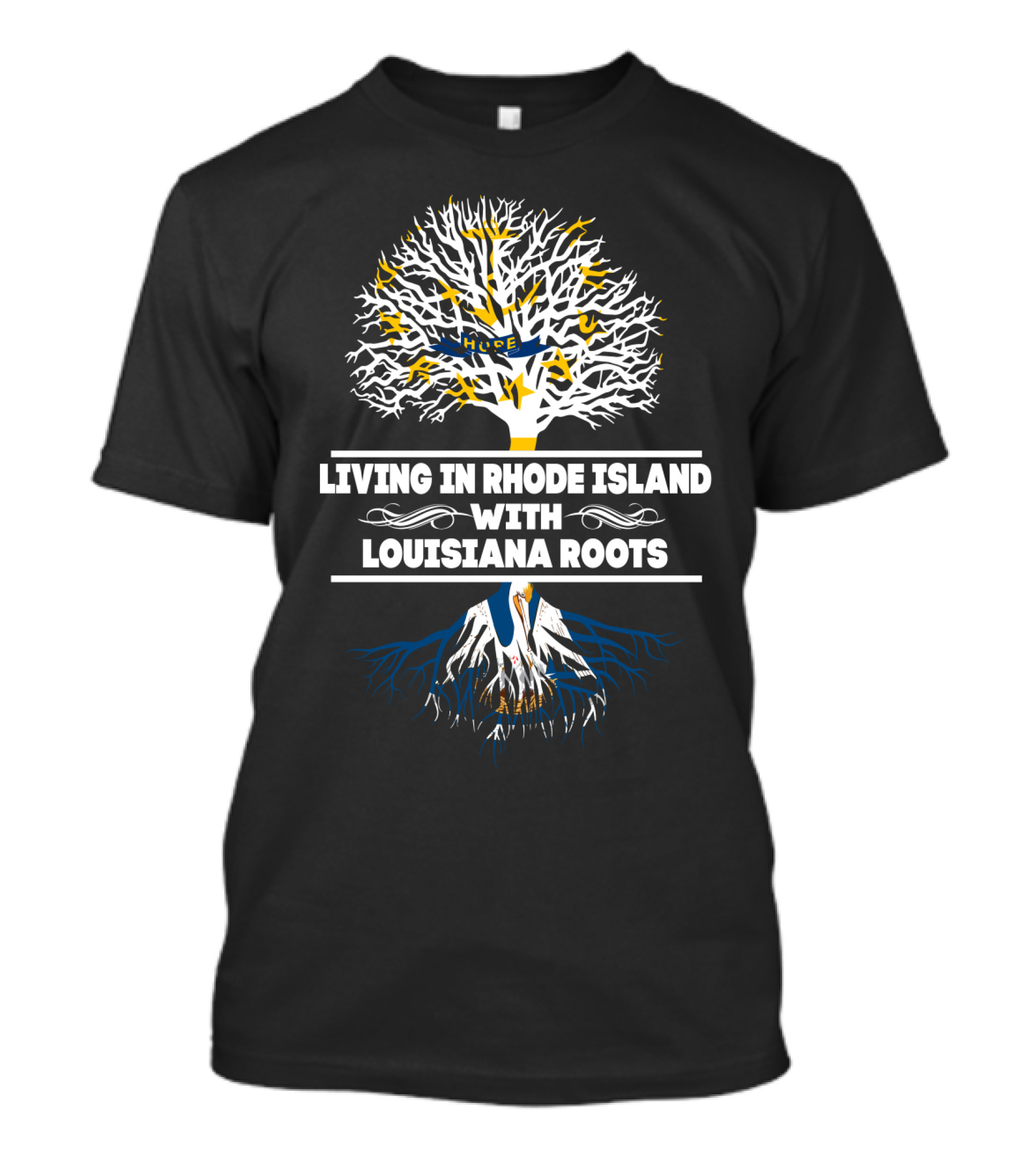 Living In Rhode Island With Strong Louisiana Roots Tree T-Shirt