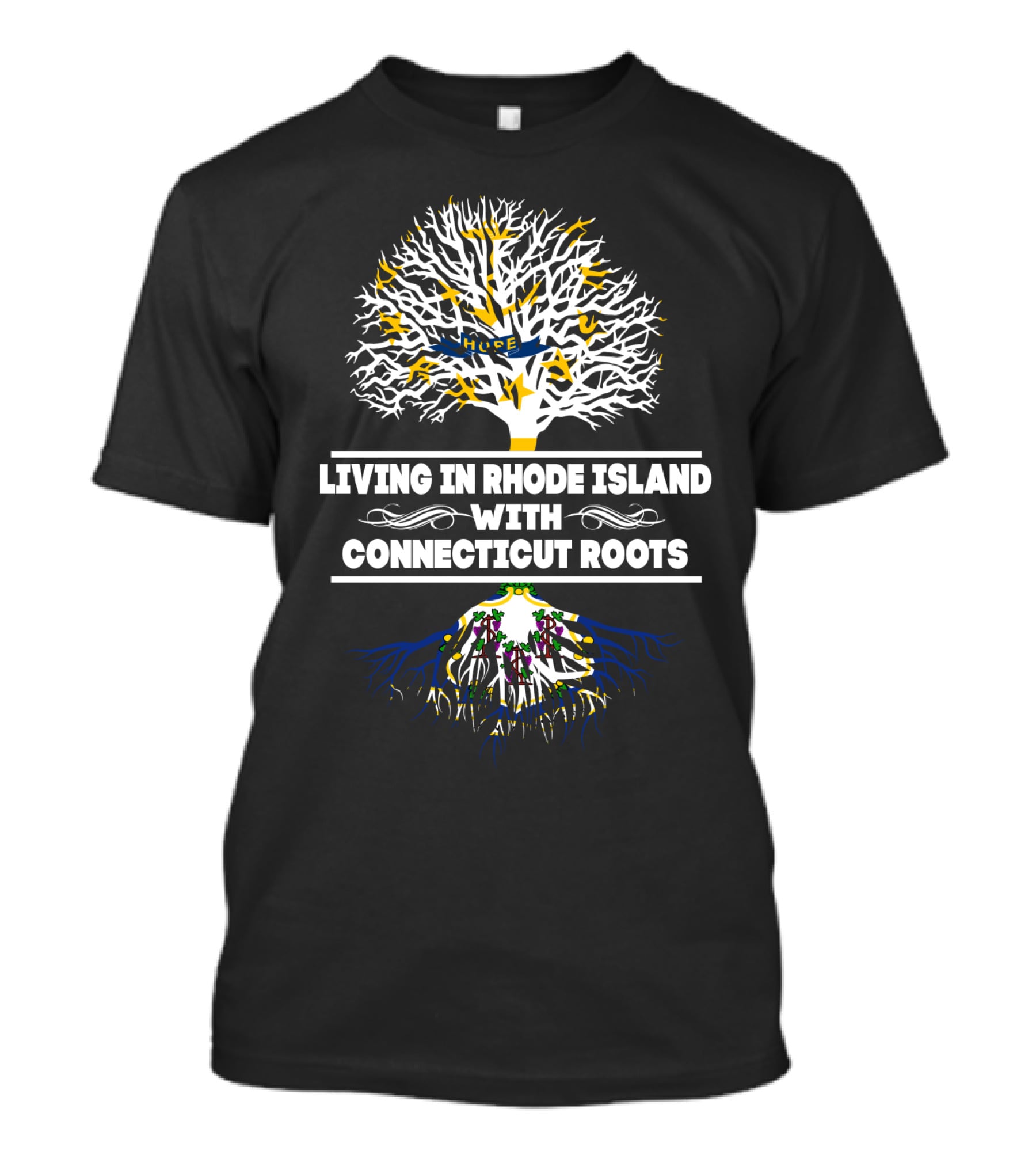 Rhode Island Life With Deep Connecticut Family Heritage Tree Symbolism T-Shirt