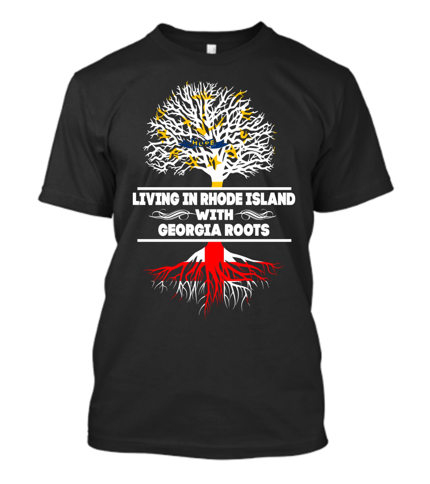 Living In Rhode Island With Deep Georgia Roots And Vibrant Tree T-Shirt
