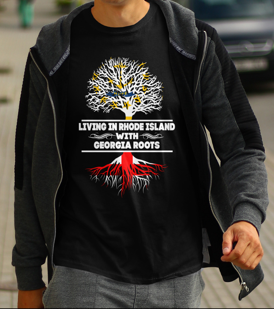 Living In Rhode Island With Deep Georgia Roots And Vibrant Tree T-Shirt