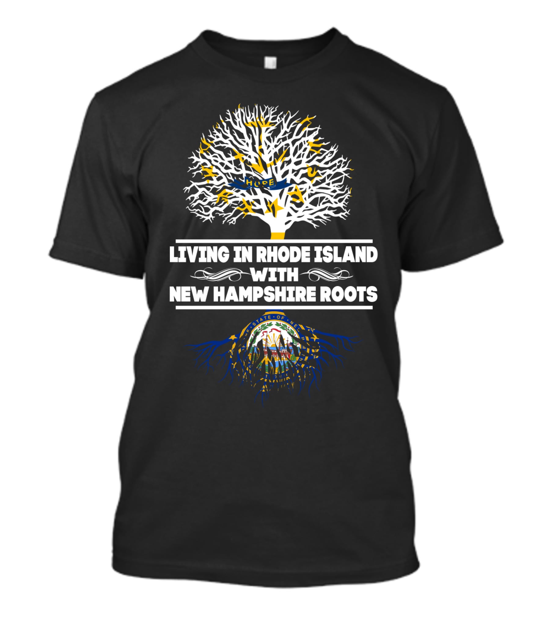 Rhode Island Life With Deep New Hampshire Heritage Roots Tree T-Shirt