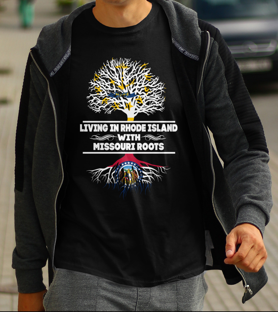 Rhode Island Living With Strong Missouri State Roots Tree T-Shirt
