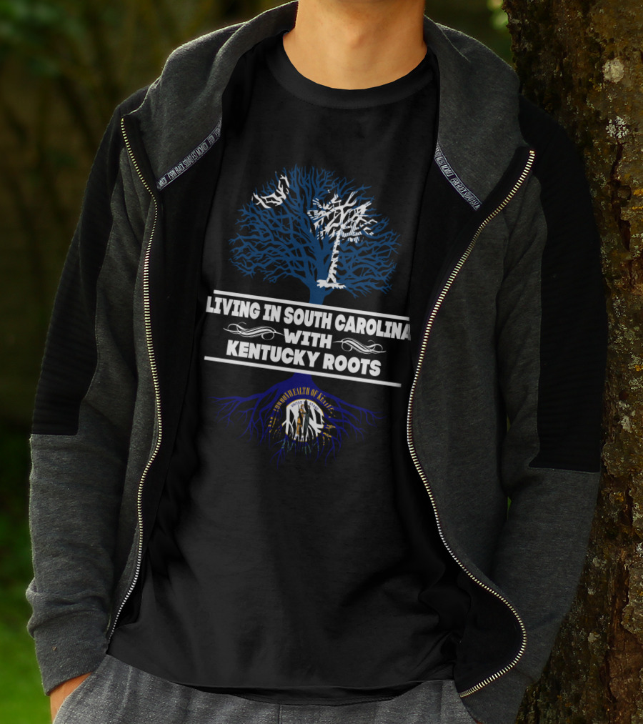 South Carolina Living With Deep Kentucky Roots Tree Design Featuring Commonwealth Of Kentucky Seal T-Shirt