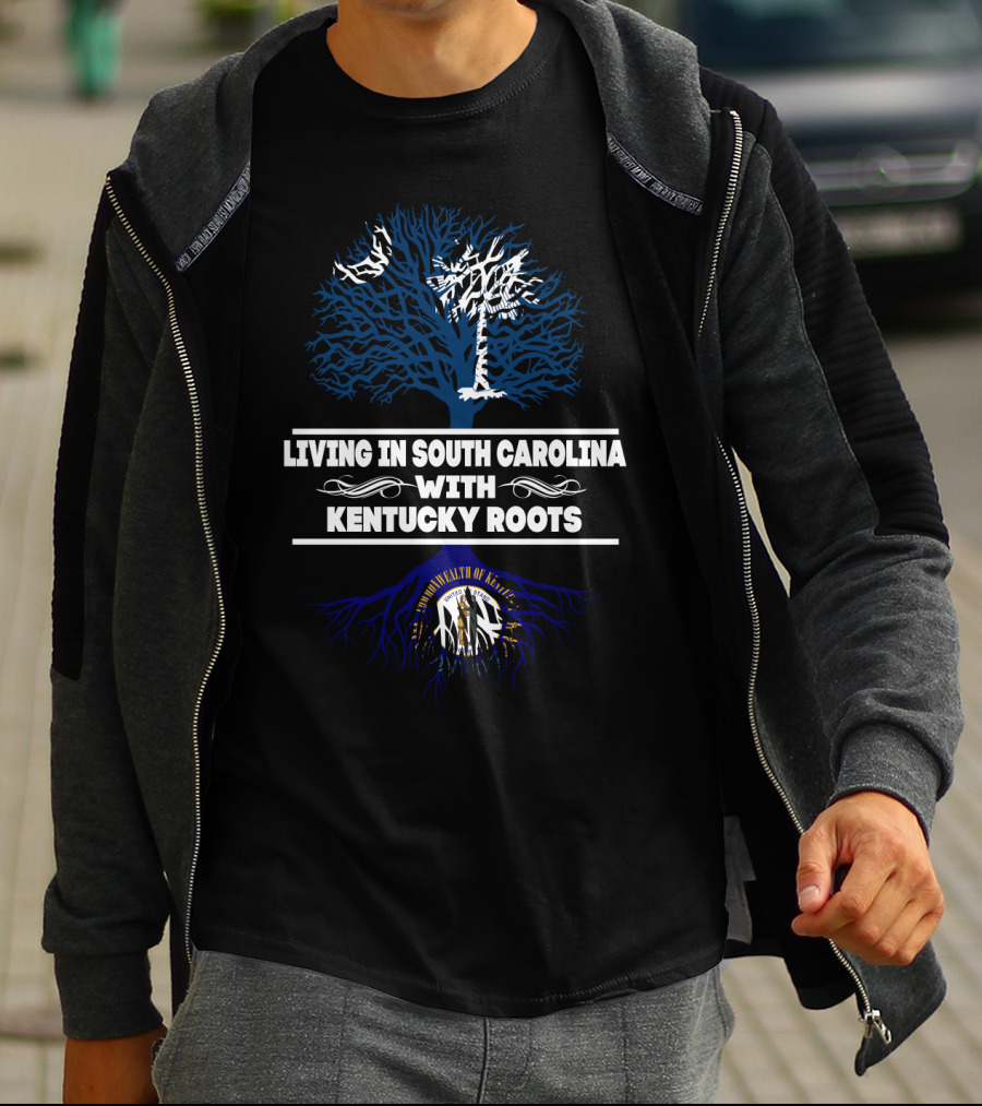 South Carolina Living With Deep Kentucky Roots Tree Design Featuring Commonwealth Of Kentucky Seal T-Shirt