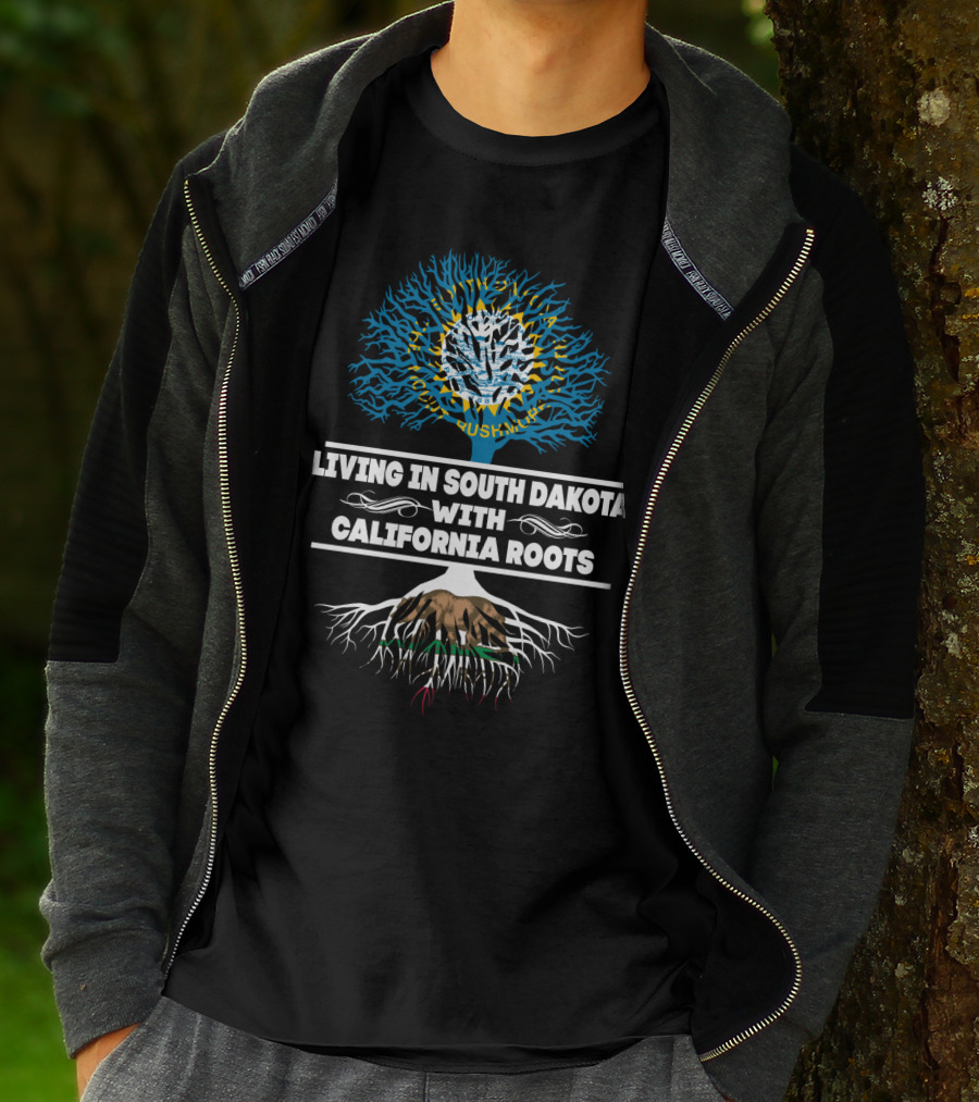 South Dakota Living California Roots Tree State Flags Symbolism T-Shirt
