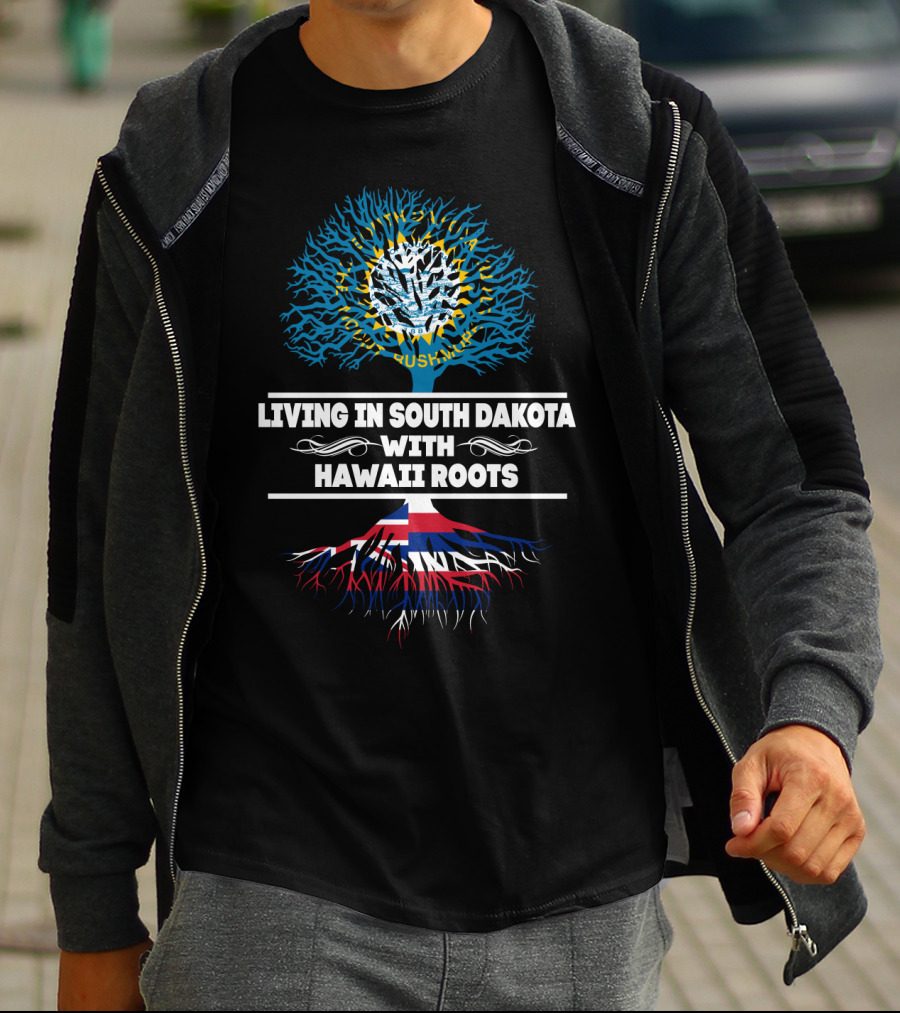 South Dakota Life Embraced With Hawaii Heritage Roots Tree T-Shirt