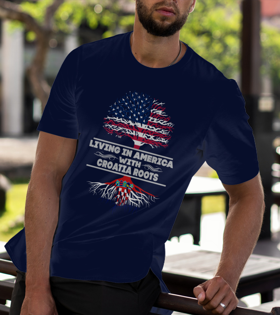 Living IN America With Croatia Roots USA Flag Tree T-Shirt