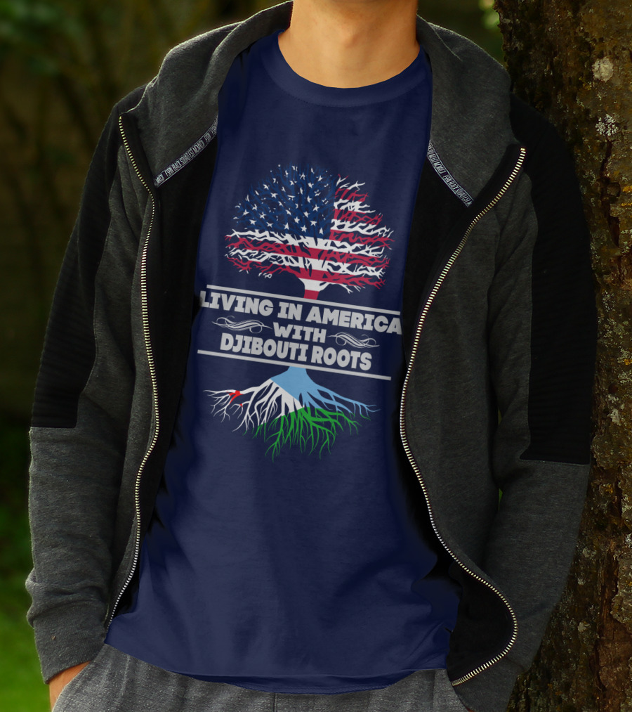 Living IN America With Djibouti Roots USA Flag Tree T-Shirt