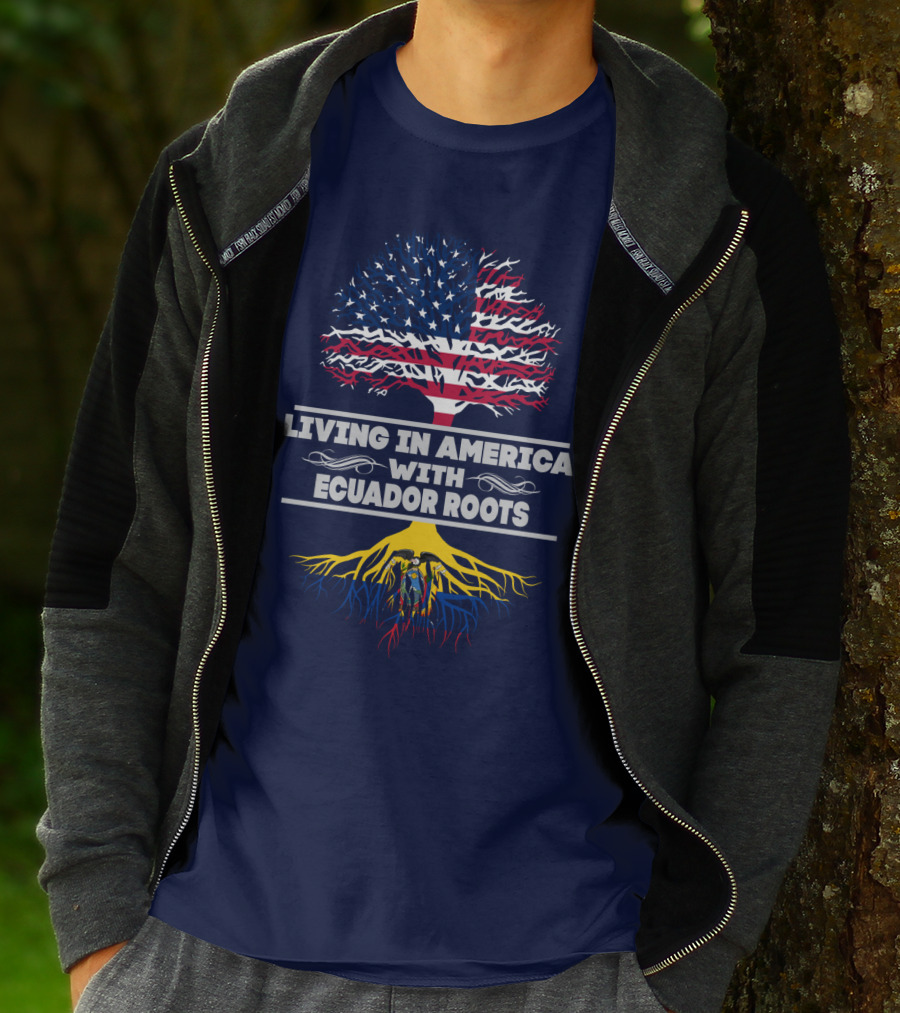 Living IN America With Ecuador Roots USA Flag Tree T-Shirt