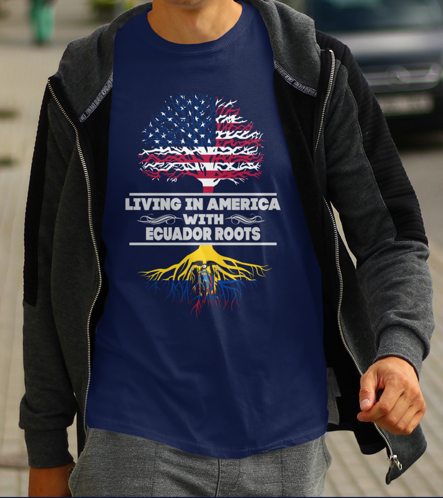 Living IN America With Ecuador Roots USA Flag Tree T-Shirt