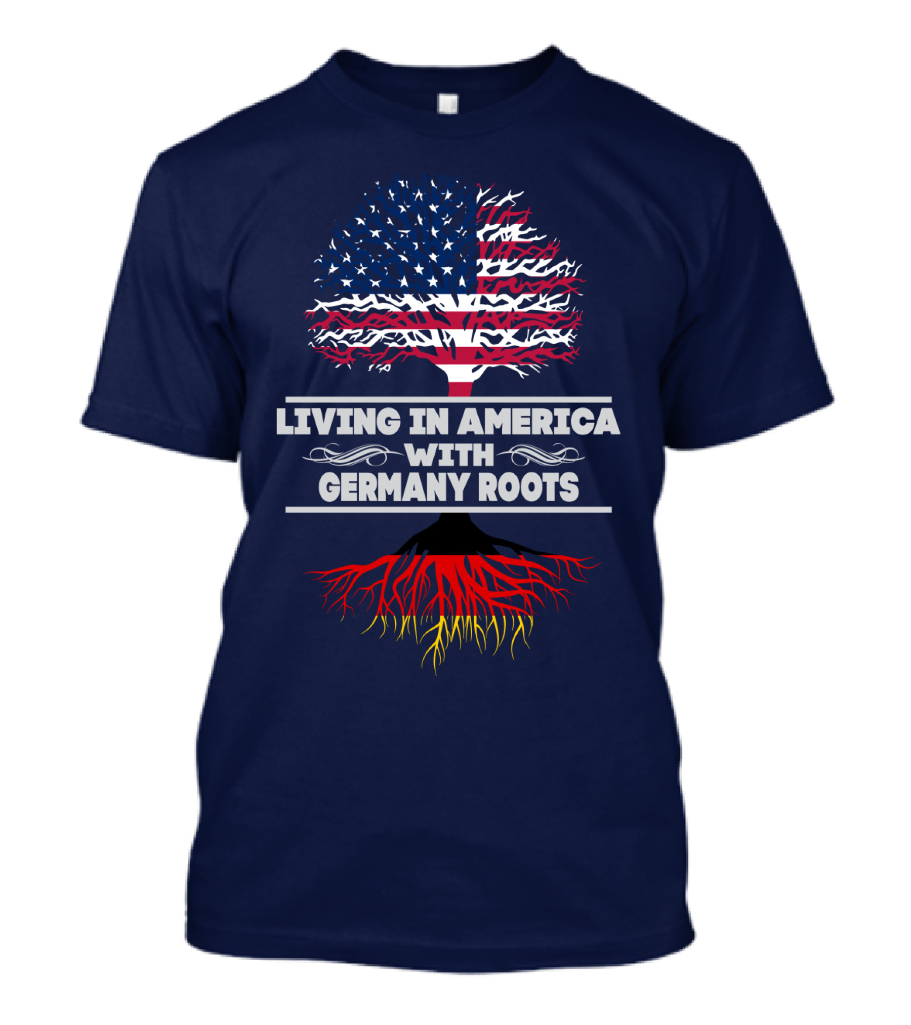 Living IN America With Germany Roots USA Flag Tree T-Shirt