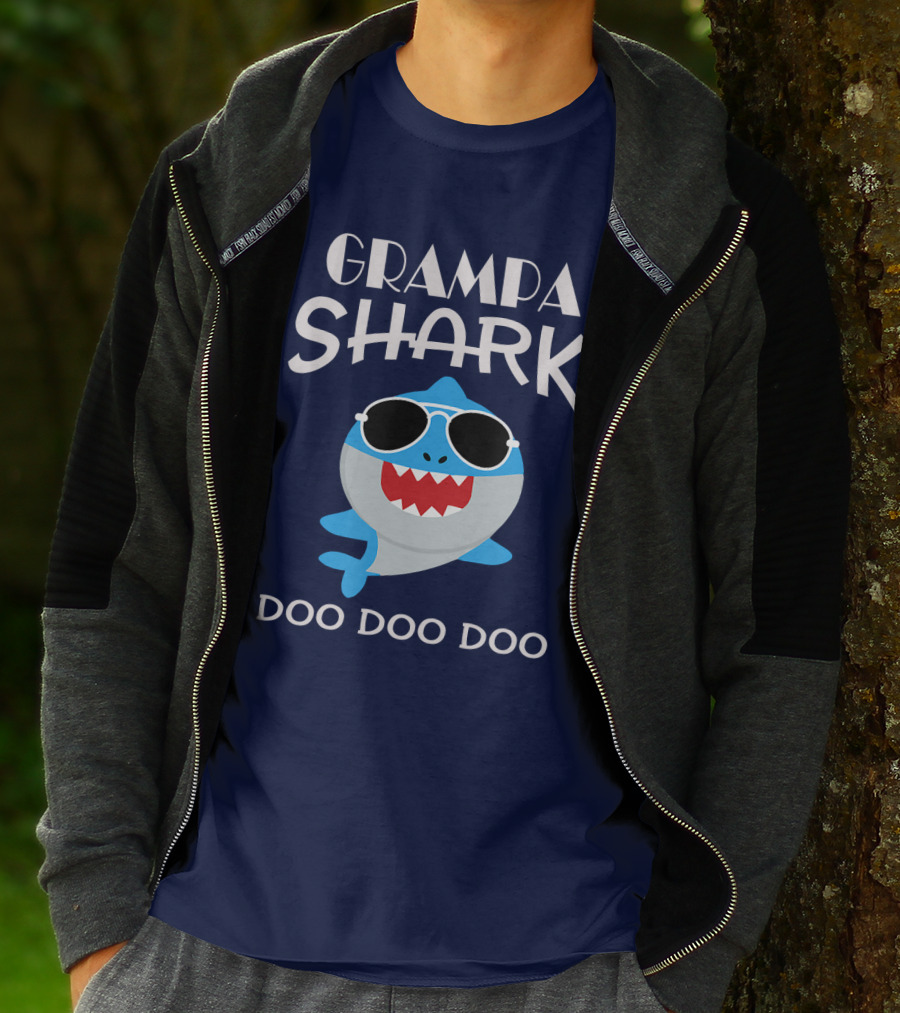 Grampa Shark Doo Doo Doo With Sunglasses Fun T-Shirt
