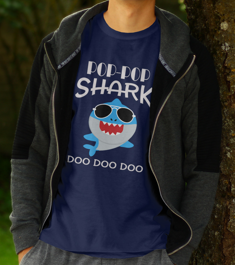 Pop Pop Shark Doo Doo Doo Sunglasses Fun T-Shirt
