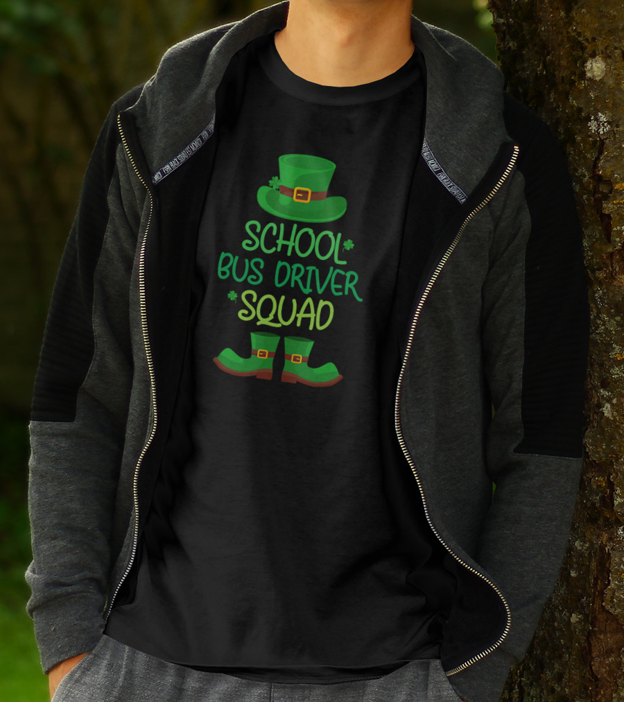 St Patricks Day Leprechaun Hat Boots School Bus Driver Squad T-Shirt
