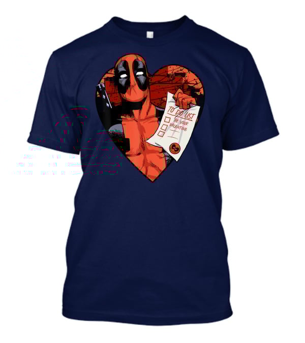 Marvel Deadpool Be Your Valentine To Do List Heart T-Shirt