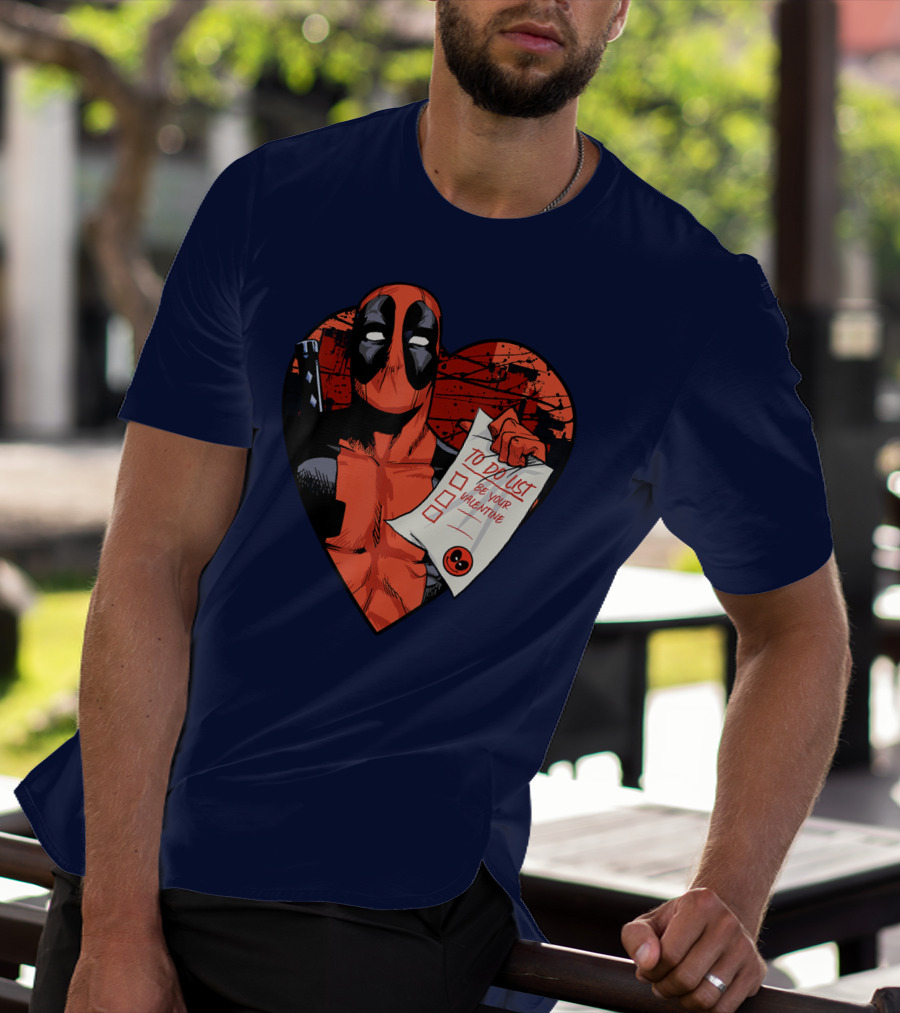 Marvel Deadpool Be Your Valentine To Do List Heart T-Shirt