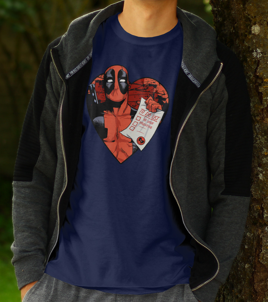 Marvel Deadpool Be Your Valentine To Do List Heart T-Shirt