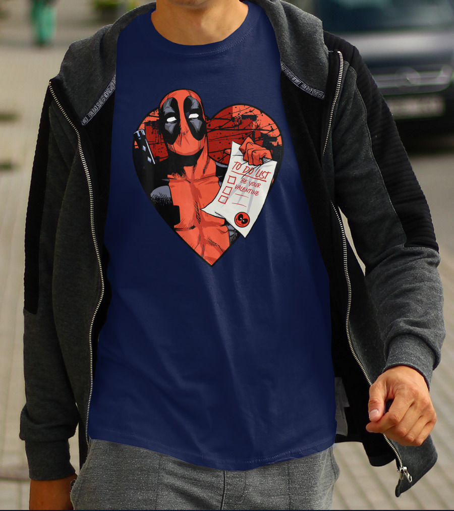 Marvel Deadpool Be Your Valentine To Do List Heart T-Shirt