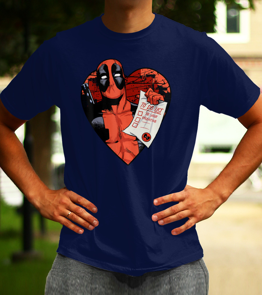 Marvel Deadpool Be Your Valentine To Do List Heart T-Shirt