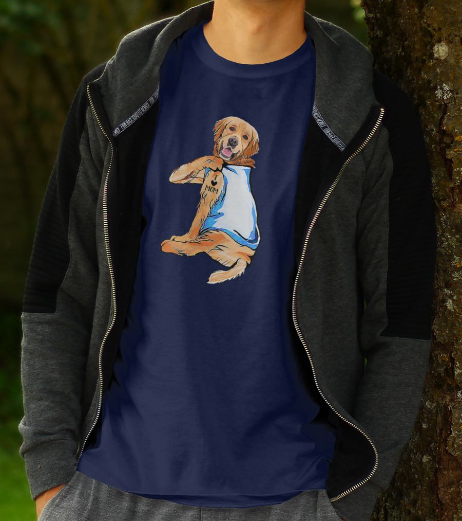 Golden Retriever Dog Tattoo 'I Love Mom' Trendy Ideas For Women T-Shirt